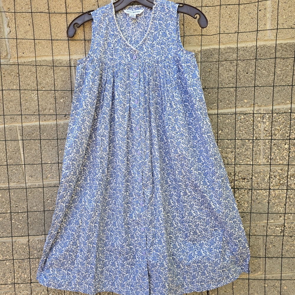 April Cornell Kids Dress in Blue and White Floral